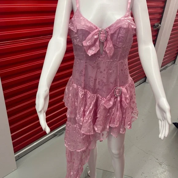 Pink Cosmo Asymmetrical Drapery Dress - Picture 5 of 15